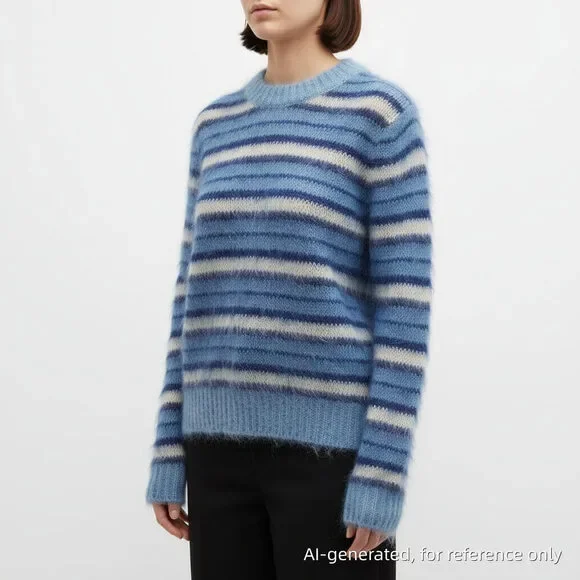 Marni Blue & White Striped Mohair-Blend Sweater Size 38 With Original tag - Picture 1 of 15